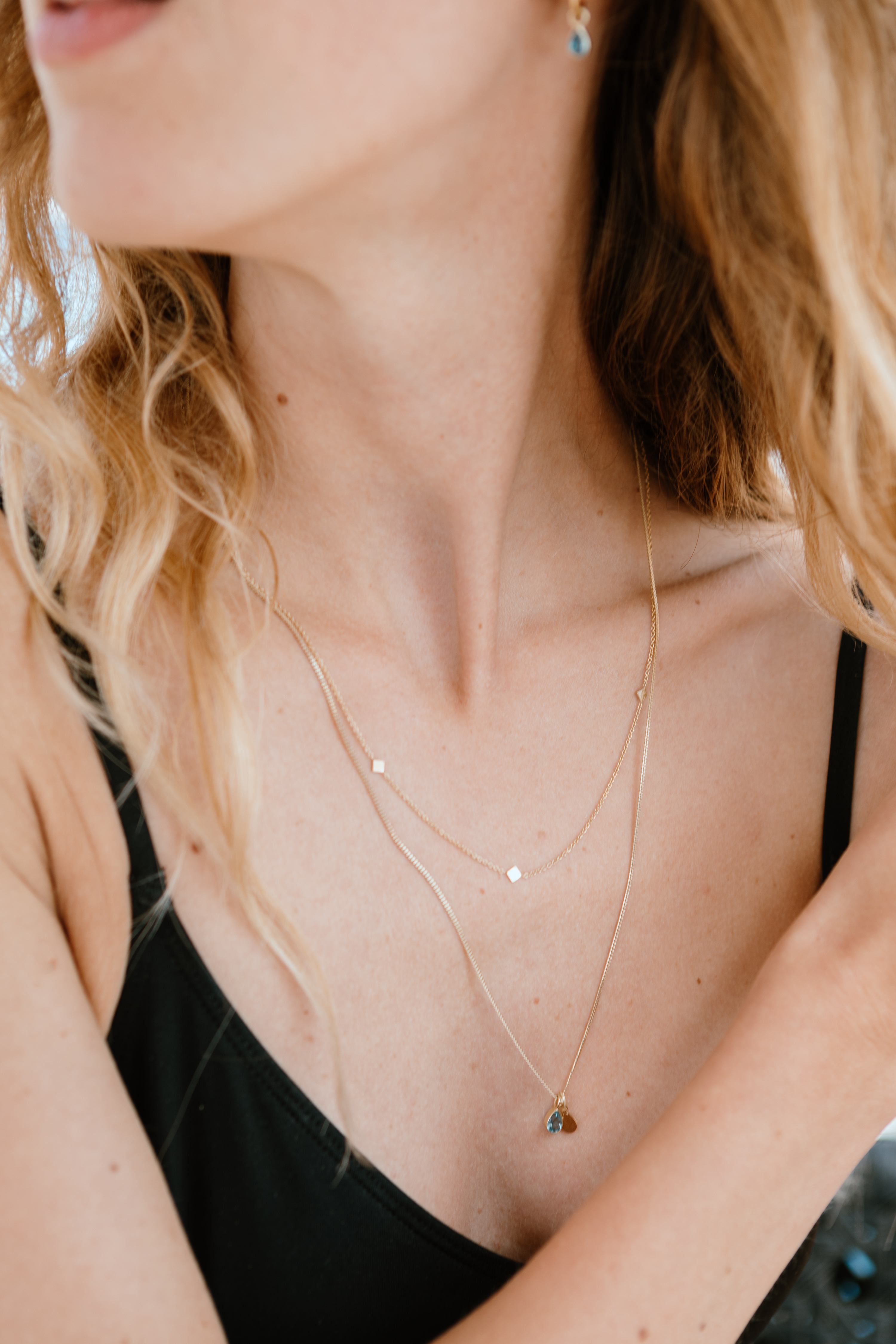 Ruitjesdruppekls ketting close up